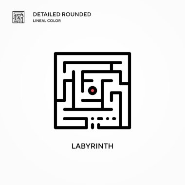 Labirent vektör simgesi. Modern vektör illüstrasyon kavramları. Düzenlemesi ve kişiselleştirmesi kolay.
