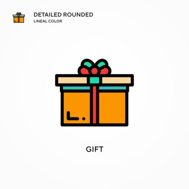 Hediye vektör simgesi. Modern vektör illüstrasyon kavramları. Düzenlemesi ve kişiselleştirmesi kolay.