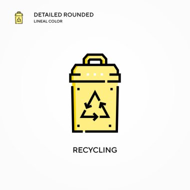 Vektör simgesi geri dönüşümü. Modern vektör illüstrasyon kavramları. Düzenlemesi ve kişiselleştirmesi kolay.