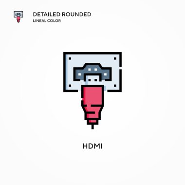 Hdmi vektör simgesi. Modern vektör illüstrasyon kavramları. Düzenlemesi ve kişiselleştirmesi kolay.