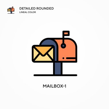 Posta kutusu-1 vektör simgesi. Modern vektör illüstrasyon kavramları. Düzenlemesi ve kişiselleştirmesi kolay.