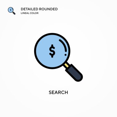 Arama vektör simgesi. Modern vektör illüstrasyon kavramları. Düzenlemesi ve kişiselleştirmesi kolay.