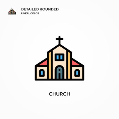 Kilise vektör ikonu. Modern vektör illüstrasyon kavramları. Düzenlemesi ve kişiselleştirmesi kolay.