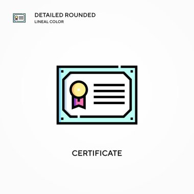 Sertifika vektör simgesi. Modern vektör illüstrasyon kavramları. Düzenlemesi ve kişiselleştirmesi kolay.