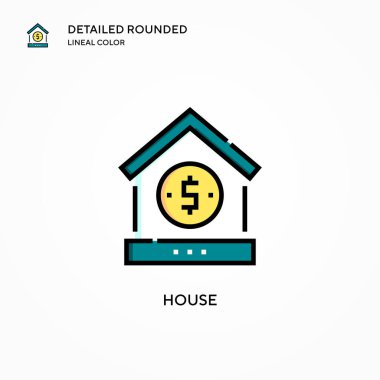 Ev vektör simgesi. Modern vektör illüstrasyon kavramları. Düzenlemesi ve kişiselleştirmesi kolay.