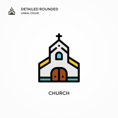 Kilise vektör ikonu. Modern vektör illüstrasyon kavramları. Düzenlemesi ve kişiselleştirmesi kolay.