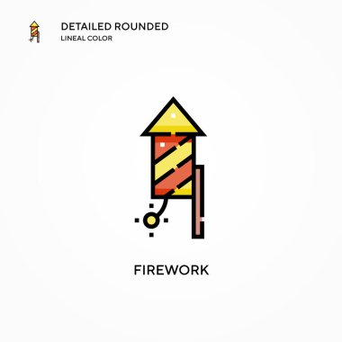 Havai fişek vektör simgesi. Modern vektör illüstrasyon kavramları. Düzenlemesi ve kişiselleştirmesi kolay.