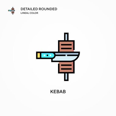 Kebap vektör simgesi. Modern vektör illüstrasyon kavramları. Düzenlemesi ve kişiselleştirmesi kolay.