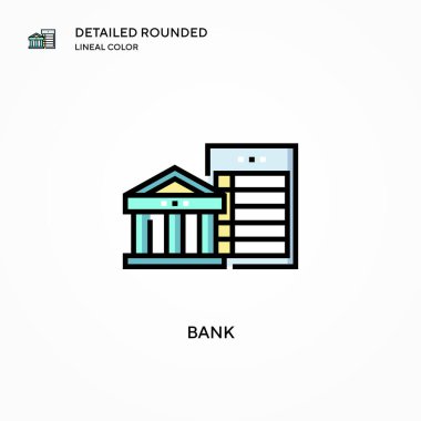 Banka vektör simgesi. Modern vektör illüstrasyon kavramları. Düzenlemesi ve kişiselleştirmesi kolay.