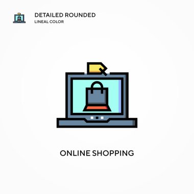 Çevrimiçi alışveriş vektör simgesi. Modern vektör illüstrasyon kavramları. Düzenlemesi ve kişiselleştirmesi kolay.