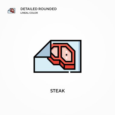 Biftek vektör ikonu. Modern vektör illüstrasyon kavramları. Düzenlemesi ve kişiselleştirmesi kolay.