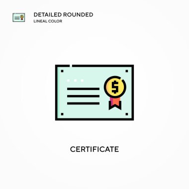 Sertifika vektör simgesi. Modern vektör illüstrasyon kavramları. Düzenlemesi ve kişiselleştirmesi kolay.