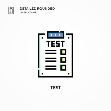 Test vektör simgesi. Modern vektör illüstrasyon kavramları. Düzenlemesi ve kişiselleştirmesi kolay.