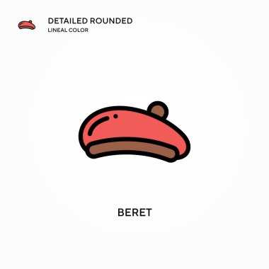 Beret vektör ikonu. Modern vektör illüstrasyon kavramları. Düzenlemesi ve kişiselleştirmesi kolay.