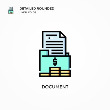 Belge vektör simgesi. Modern vektör illüstrasyon kavramları. Düzenlemesi ve kişiselleştirmesi kolay.
