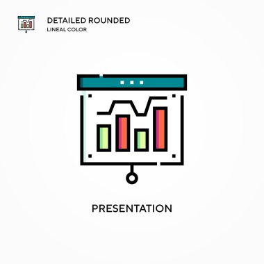 Sunum vektör simgesi. Modern vektör illüstrasyon kavramları. Düzenlemesi ve kişiselleştirmesi kolay.
