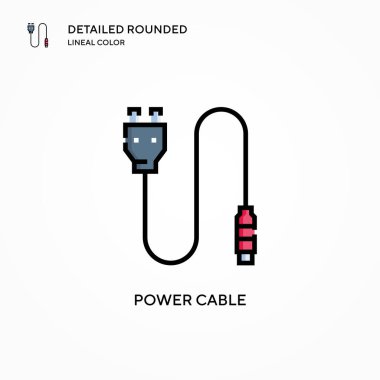 Güç kablosu vektör simgesi. Modern vektör illüstrasyon kavramları. Düzenlemesi ve kişiselleştirmesi kolay.