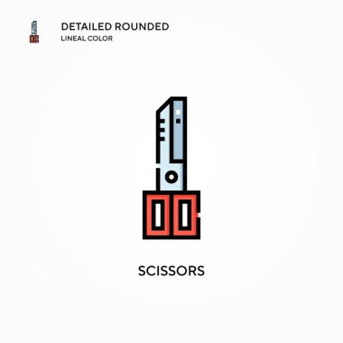 Makas vektör simgesi. Modern vektör illüstrasyon kavramları. Düzenlemesi ve kişiselleştirmesi kolay.