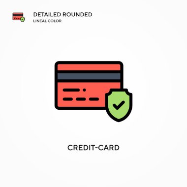 Kredi kartı vektör simgesi. Modern vektör illüstrasyon kavramları. Düzenlemesi ve kişiselleştirmesi kolay.