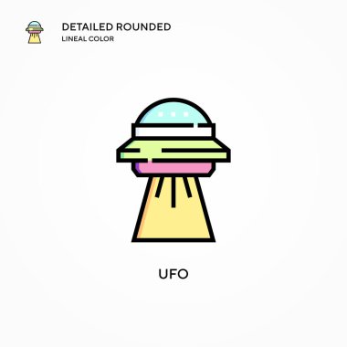 Ufo vektör simgesi. Modern vektör illüstrasyon kavramları. Düzenlemesi ve kişiselleştirmesi kolay.