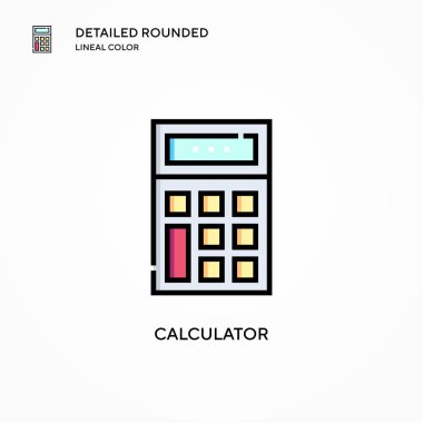 Hesap makinesi vektör simgesi. Modern vektör illüstrasyon kavramları. Düzenlemesi ve kişiselleştirmesi kolay.