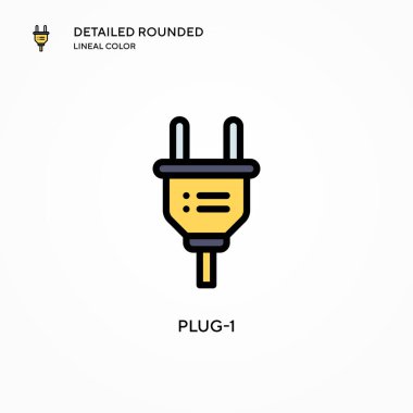 Plug-1 vektör simgesi. Modern vektör illüstrasyon kavramları. Düzenlemesi ve kişiselleştirmesi kolay.