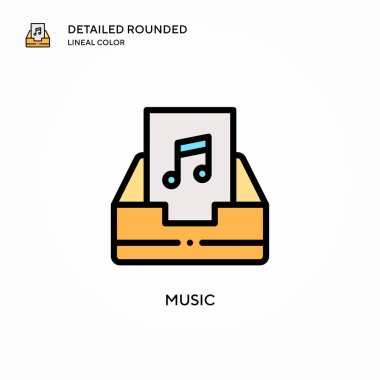 Müzik vektörü simgesi. Modern vektör illüstrasyon kavramları. Düzenlemesi ve kişiselleştirmesi kolay.