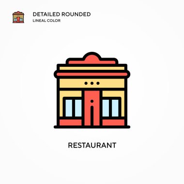 Restoran vektör simgesi. Modern vektör illüstrasyon kavramları. Düzenlemesi ve kişiselleştirmesi kolay.
