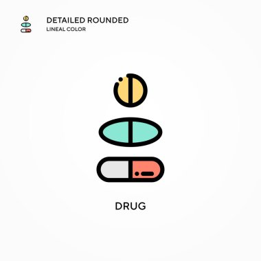 Uyuşturucu vektör ikonu. Modern vektör illüstrasyon kavramları. Düzenlemesi ve kişiselleştirmesi kolay.