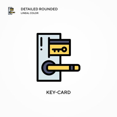 Anahtar kart vektör simgesi. Modern vektör illüstrasyon kavramları. Düzenlemesi ve kişiselleştirmesi kolay.