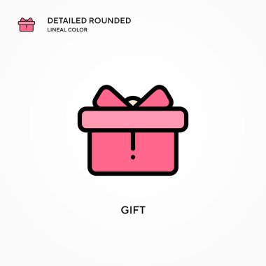 Hediye vektör simgesi. Modern vektör illüstrasyon kavramları. Düzenlemesi ve kişiselleştirmesi kolay.