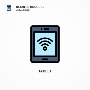 Tablet vektör simgesi. Modern vektör illüstrasyon kavramları. Düzenlemesi ve kişiselleştirmesi kolay.