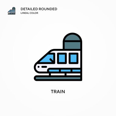 Tren vektör simgesi. Modern vektör illüstrasyon kavramları. Düzenlemesi ve kişiselleştirmesi kolay.