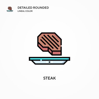 Biftek vektör ikonu. Modern vektör illüstrasyon kavramları. Düzenlemesi ve kişiselleştirmesi kolay.
