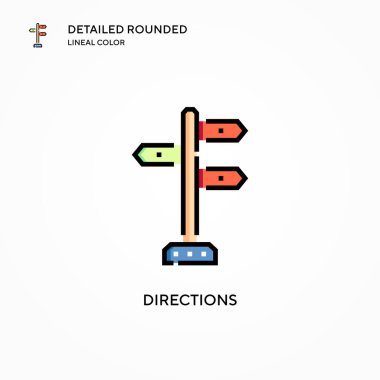 Yönler vektör simgesi. Modern vektör illüstrasyon kavramları. Düzenlemesi ve kişiselleştirmesi kolay.