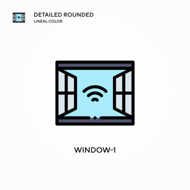 Pencere-1 vektör simgesi. Modern vektör illüstrasyon kavramları. Düzenlemesi ve kişiselleştirmesi kolay.