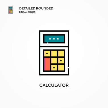 Hesap makinesi vektör simgesi. Modern vektör illüstrasyon kavramları. Düzenlemesi ve kişiselleştirmesi kolay.