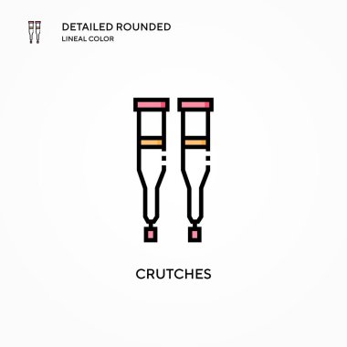 Koltuk değnekleri vektör simgesi. Modern vektör illüstrasyon kavramları. Düzenlemesi ve kişiselleştirmesi kolay.