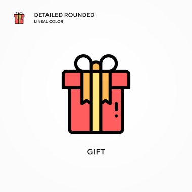 Hediye vektör simgesi. Modern vektör illüstrasyon kavramları. Düzenlemesi ve kişiselleştirmesi kolay.