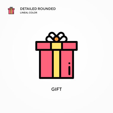 Hediye vektör simgesi. Modern vektör illüstrasyon kavramları. Düzenlemesi ve kişiselleştirmesi kolay.