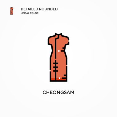 Cheongsam vektör simgesi. Modern vektör illüstrasyon kavramları. Düzenlemesi ve kişiselleştirmesi kolay.