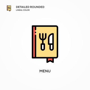 Menü vektör simgesi. Modern vektör illüstrasyon kavramları. Düzenlemesi ve kişiselleştirmesi kolay.