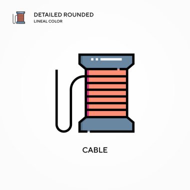 Kablo vektör simgesi. Modern vektör illüstrasyon kavramları. Düzenlemesi ve kişiselleştirmesi kolay.