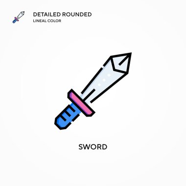 Kılıç vektör simgesi. Modern vektör illüstrasyon kavramları. Düzenlemesi ve kişiselleştirmesi kolay.