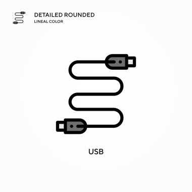 Usb vektör simgesi. Modern vektör illüstrasyon kavramları. Düzenlemesi ve kişiselleştirmesi kolay.