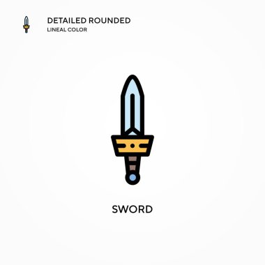 Kılıç vektör simgesi. Modern vektör illüstrasyon kavramları. Düzenlemesi ve kişiselleştirmesi kolay.