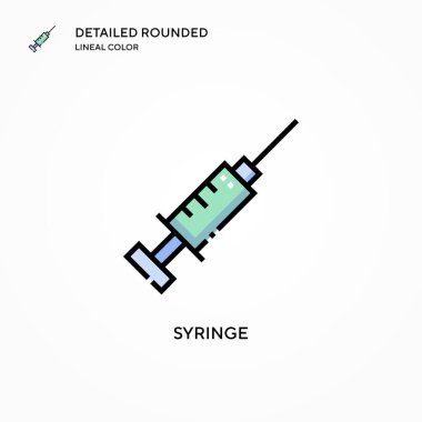 Şırınga vektör simgesi. Modern vektör illüstrasyon kavramları. Düzenlemesi ve kişiselleştirmesi kolay.