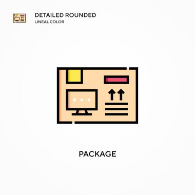 Paket vektör simgesi. Modern vektör illüstrasyon kavramları. Düzenlemesi ve kişiselleştirmesi kolay.