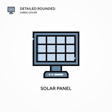 Güneş paneli vektör simgesi. Modern vektör illüstrasyon kavramları. Düzenlemesi ve kişiselleştirmesi kolay.