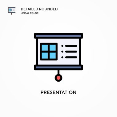 Sunum vektör simgesi. Modern vektör illüstrasyon kavramları. Düzenlemesi ve kişiselleştirmesi kolay.